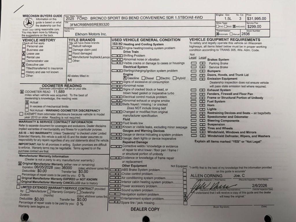 used 2025 Ford Bronco Sport car, priced at $29,995