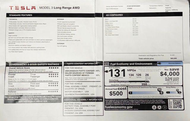 used 2022 Tesla Model 3 car, priced at $22,300