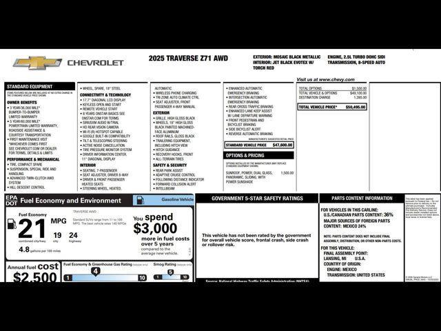 used 2025 Chevrolet Traverse car, priced at $44,495