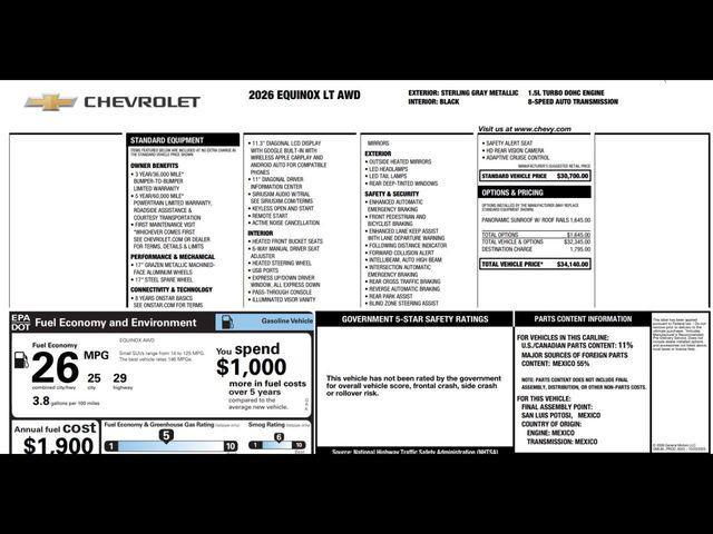 new 2026 Chevrolet Equinox car, priced at $29,726