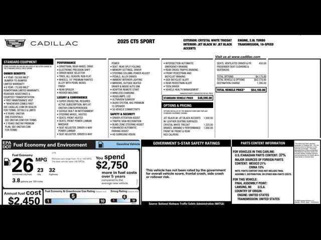 used 2025 Cadillac CT5 car, priced at $35,995