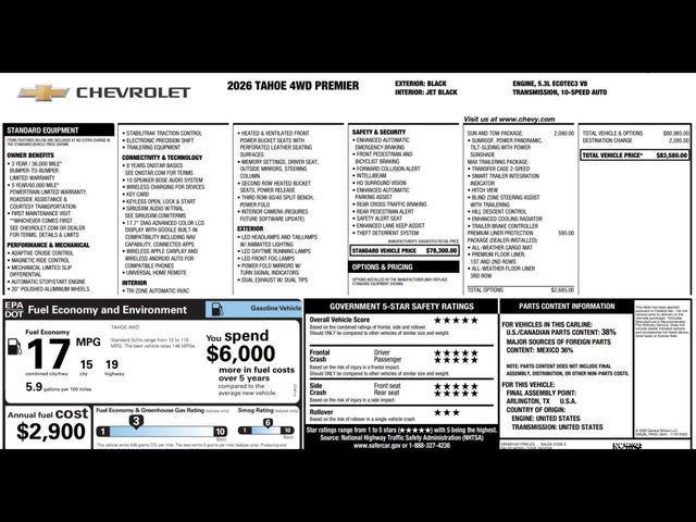 new 2026 Chevrolet Tahoe car, priced at $79,111