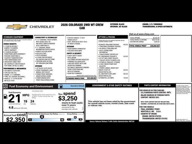 new 2026 Chevrolet Colorado car, priced at $32,165