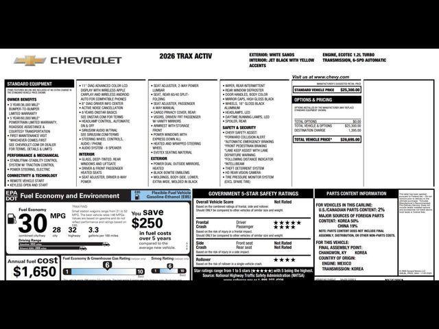 new 2026 Chevrolet Trax car, priced at $25,790