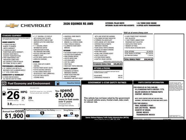 new 2026 Chevrolet Equinox car, priced at $34,406