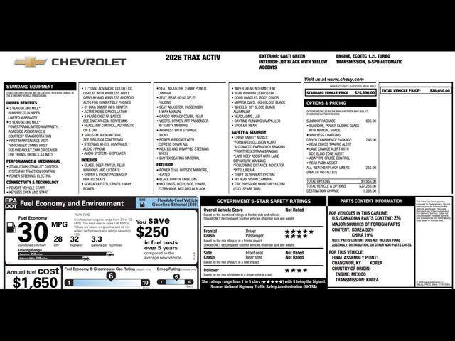 new 2026 Chevrolet Trax car, priced at $27,564