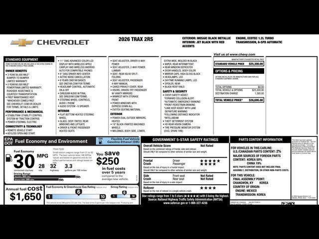 new 2026 Chevrolet Trax car, priced at $25,790