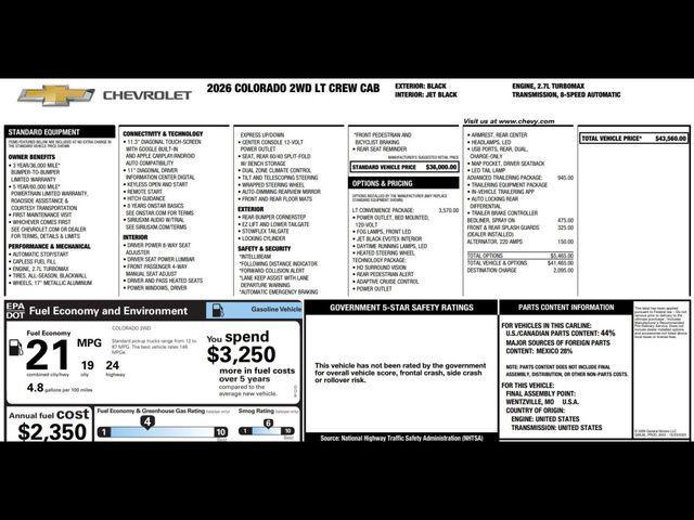 new 2026 Chevrolet Colorado car, priced at $38,204