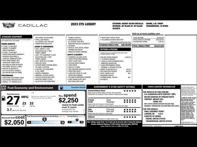 used 2023 Cadillac CT5 car, priced at $26,395
