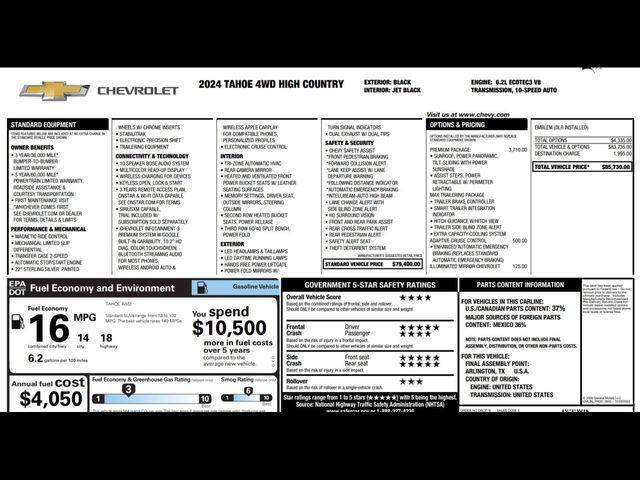 used 2024 Chevrolet Tahoe car, priced at $65,407