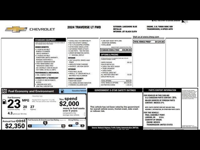 used 2024 Chevrolet Traverse car, priced at $32,490