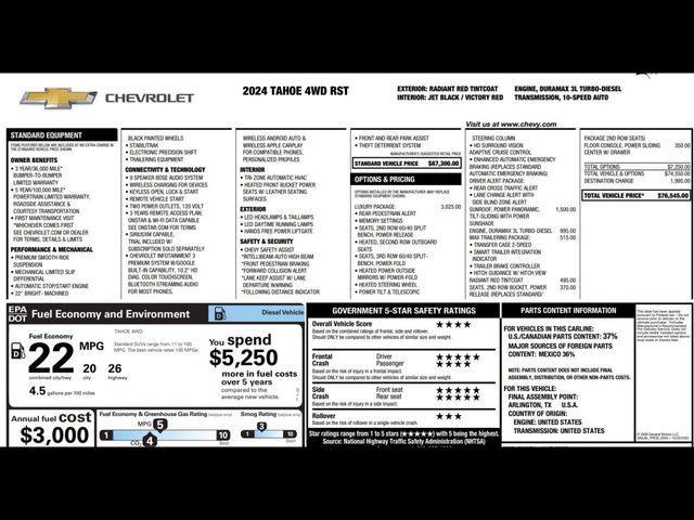 used 2024 Chevrolet Tahoe car, priced at $63,495