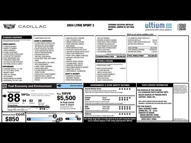 used 2024 Cadillac LYRIQ car, priced at $38,990