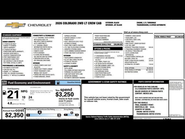 new 2026 Chevrolet Colorado car, priced at $44,590