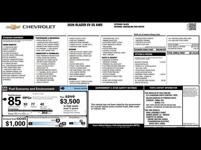 new 2026 Chevrolet Blazer EV car, priced at $61,985