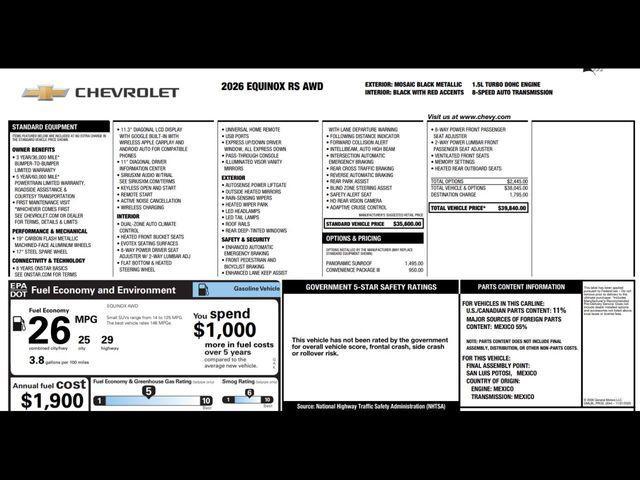 new 2026 Chevrolet Equinox car, priced at $34,856