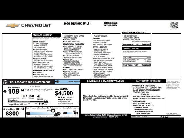 new 2026 Chevrolet Equinox EV car, priced at $28,995