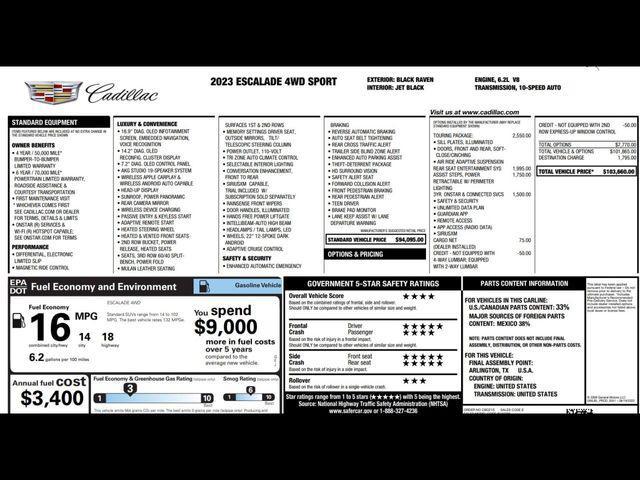 used 2023 Cadillac Escalade car, priced at $66,995