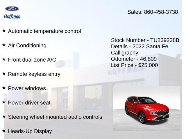 used 2022 Hyundai Santa Fe car, priced at $25,000