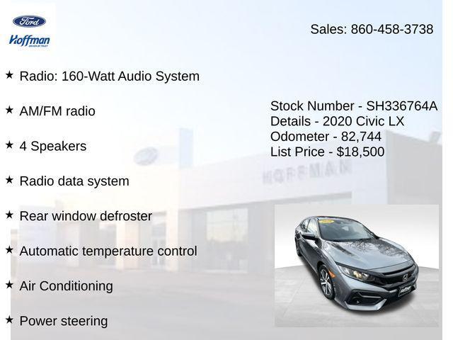 used 2020 Honda Civic car, priced at $18,500