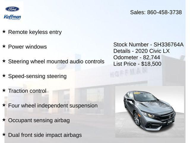 used 2020 Honda Civic car, priced at $18,500