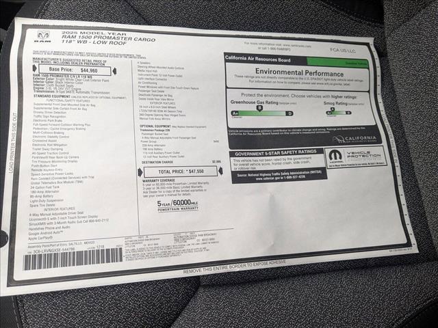 new 2025 Ram ProMaster 1500 car, priced at $38,153