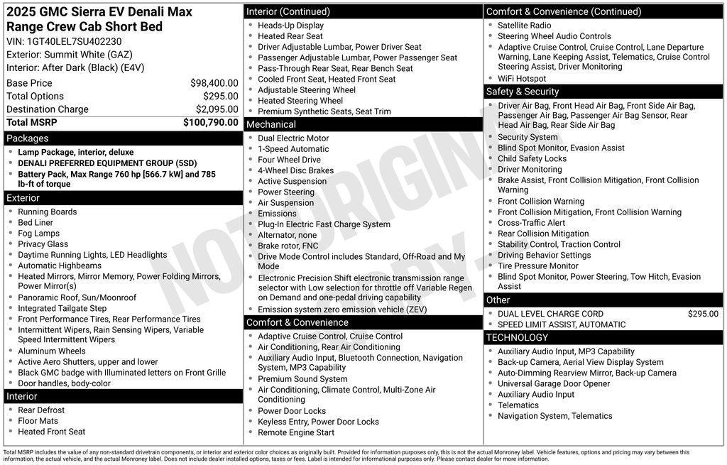 used 2025 GMC Sierra EV car, priced at $85,900