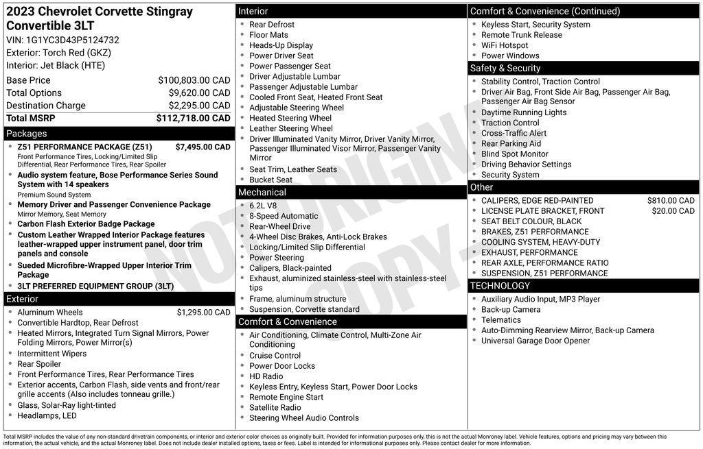 used 2023 Chevrolet Corvette car, priced at $81,656