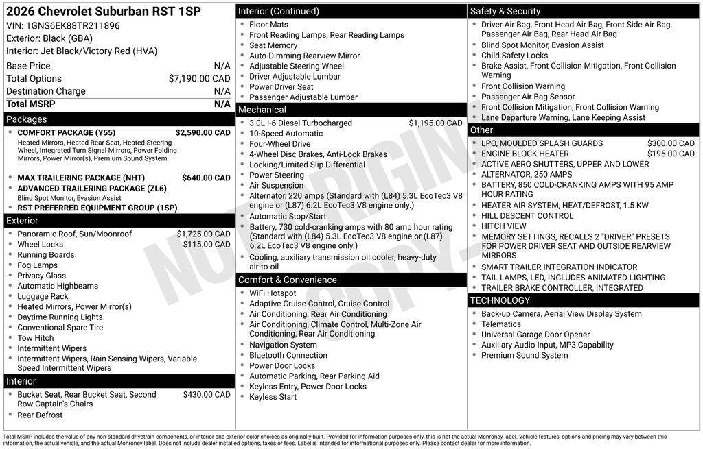 used 2026 Chevrolet Suburban car, priced at $81,370