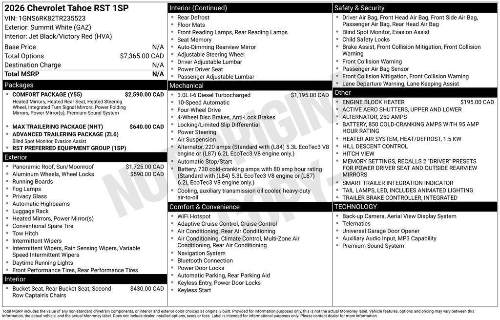 used 2026 Chevrolet Tahoe car, priced at $79,686