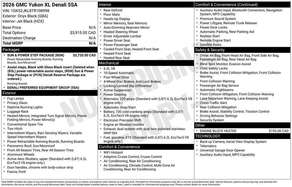 used 2026 GMC Yukon XL car, priced at $91,900