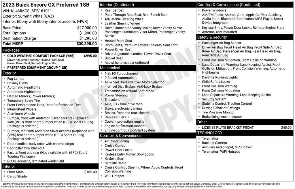 used 2023 Buick Encore GX car, priced at $21,900