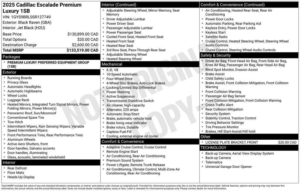 used 2025 Cadillac Escalade car, priced at $103,856