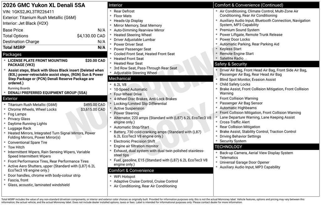 used 2026 GMC Yukon XL car, priced at $89,900