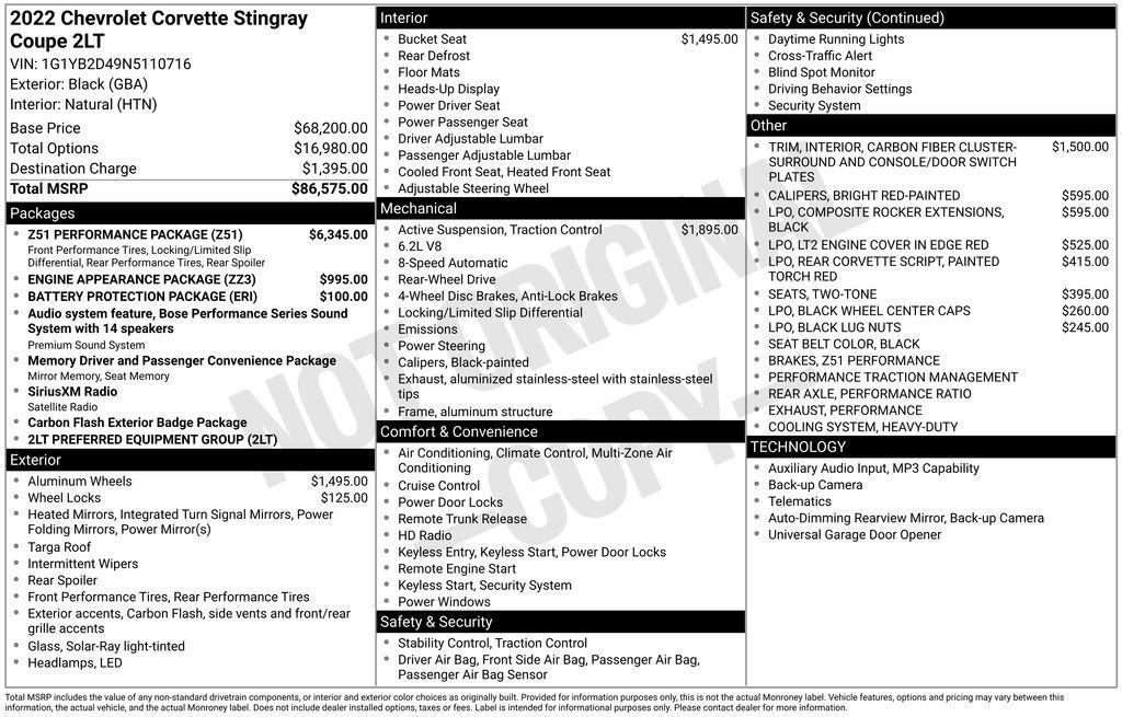 used 2022 Chevrolet Corvette car, priced at $64,994