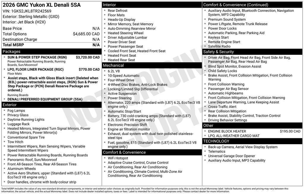 used 2026 GMC Yukon XL car, priced at $88,551