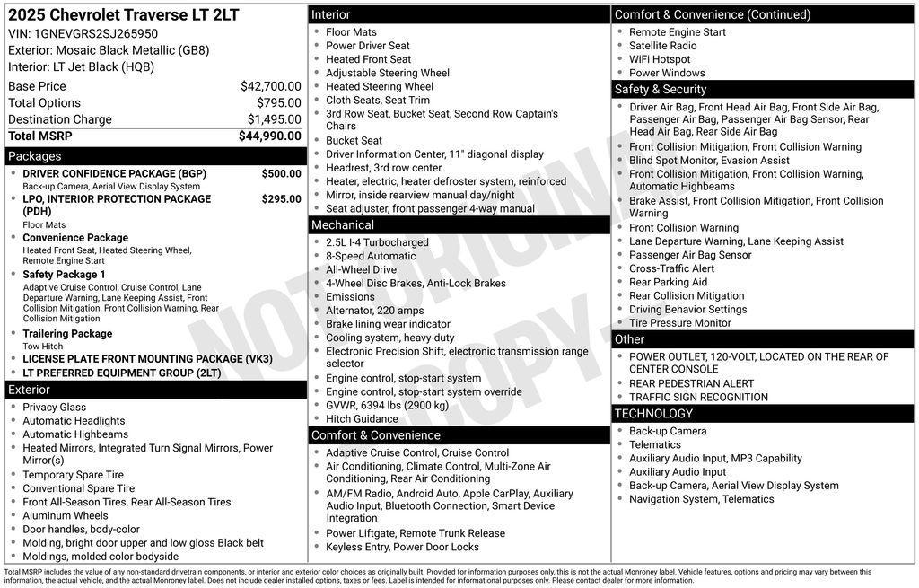 used 2025 Chevrolet Traverse car, priced at $40,650