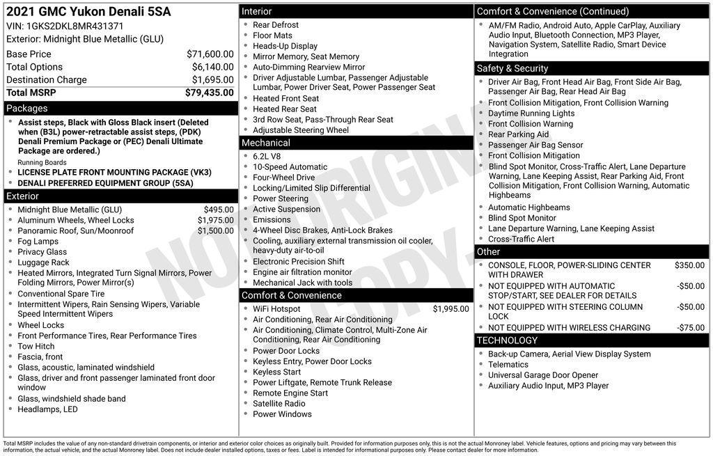 used 2021 GMC Yukon car, priced at $47,181