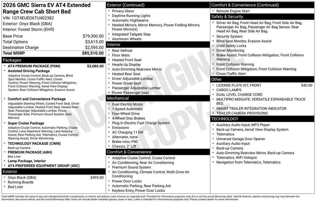 used 2026 GMC Sierra EV car, priced at $69,980