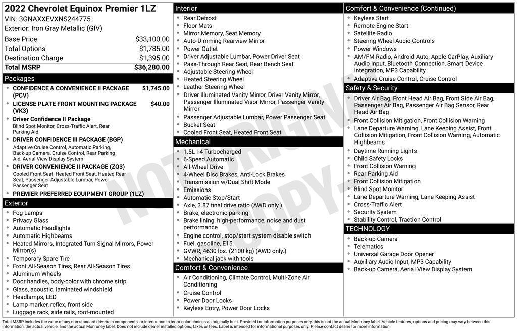 used 2022 Chevrolet Equinox car, priced at $27,900