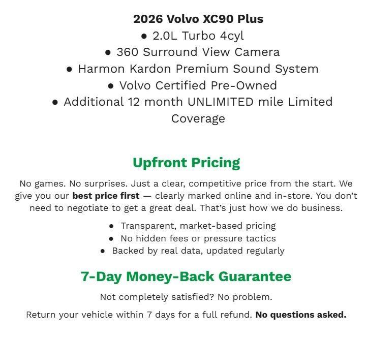 used 2026 Volvo XC90 car, priced at $64,715