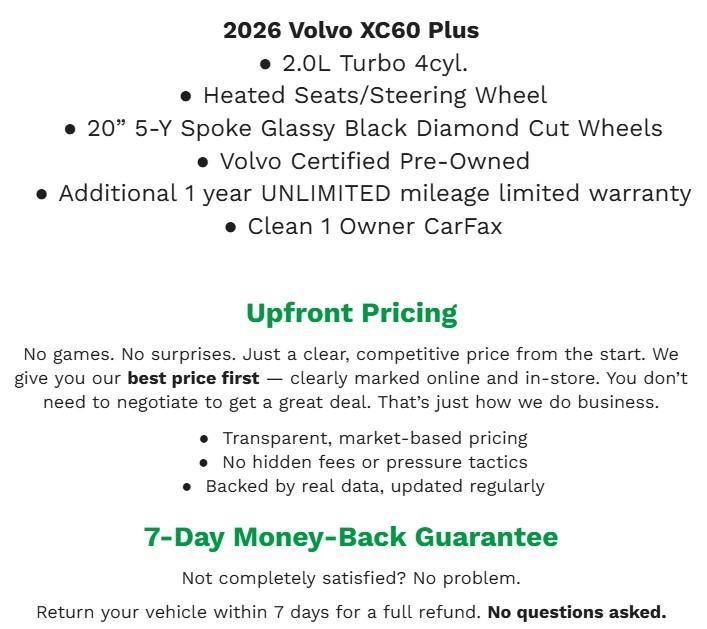 used 2026 Volvo XC60 car, priced at $49,668