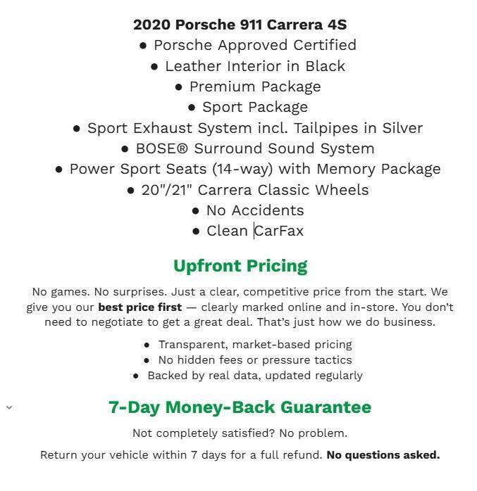 used 2020 Porsche 911 car, priced at $136,987