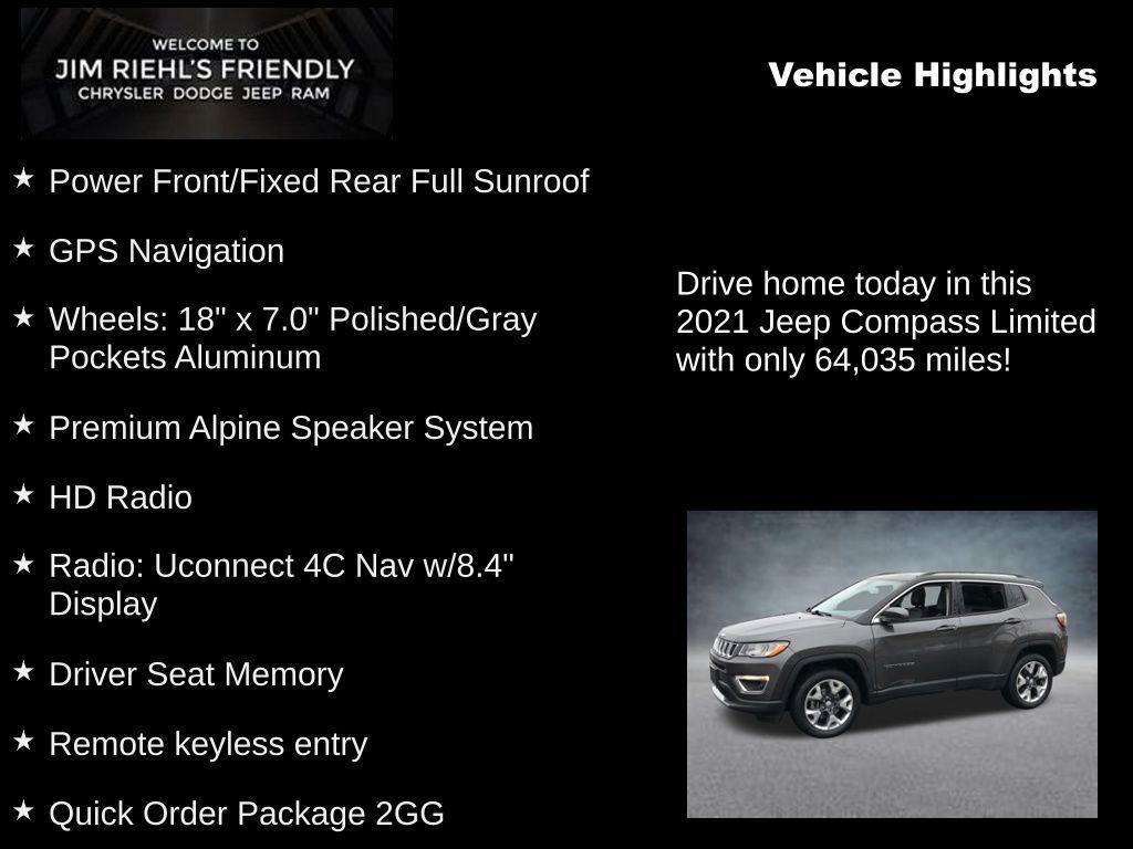 used 2021 Jeep Compass car, priced at $16,988