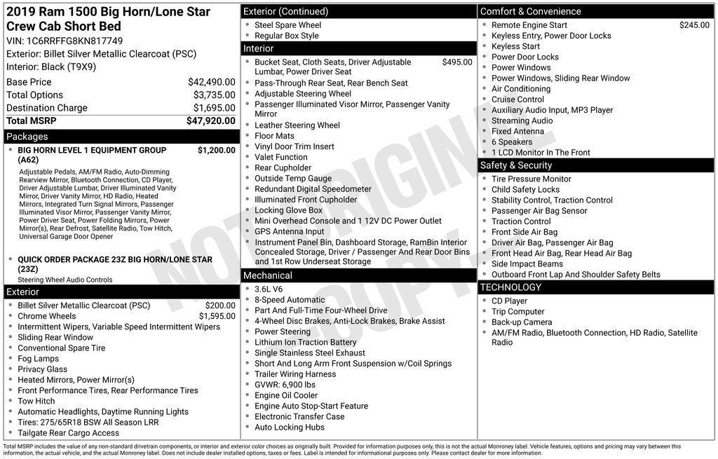 used 2019 Ram 1500 car, priced at $24,726