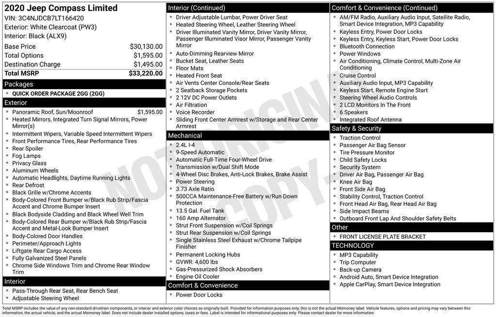 used 2020 Jeep Compass car, priced at $15,969