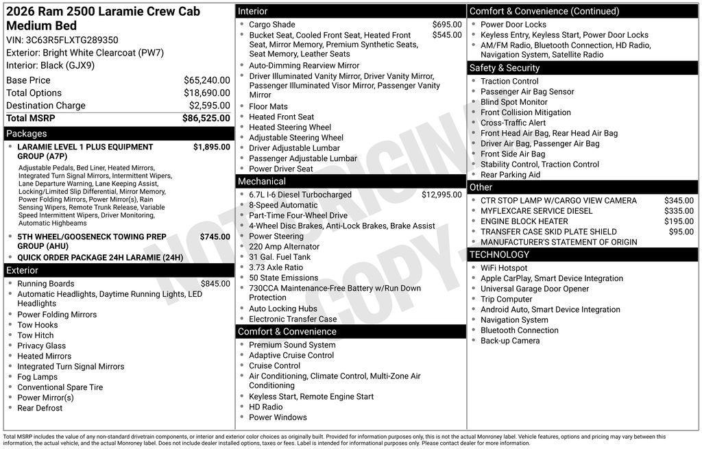 new 2026 Ram 2500 car, priced at $76,115
