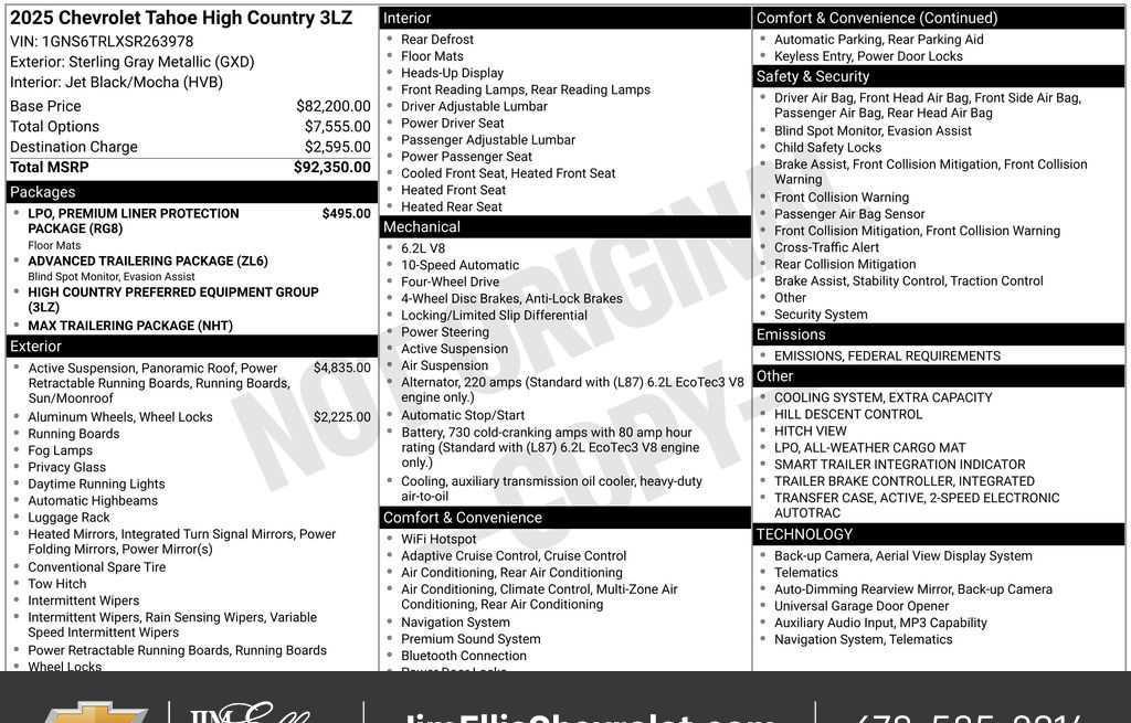 new 2025 Chevrolet Tahoe car, priced at $87,478