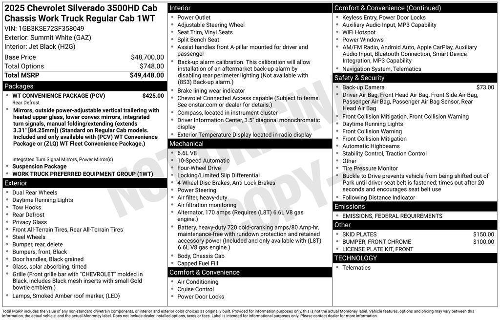 new 2025 Chevrolet Silverado 3500 car, priced at $66,138