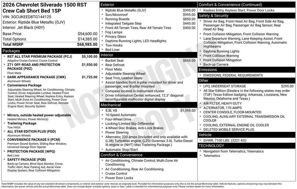 new 2026 Chevrolet Silverado 1500 car, priced at $55,670